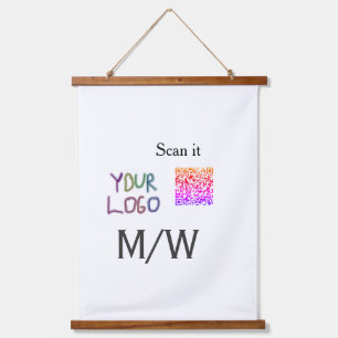 Einfacher minimaler QR-Code-Logo-Scan-Code-Name wi Wandteppich Mit Holzrahmen