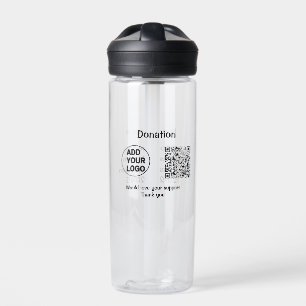 Einfacher minimaler QR-Code-Logo-Text für soziale Trinkflasche