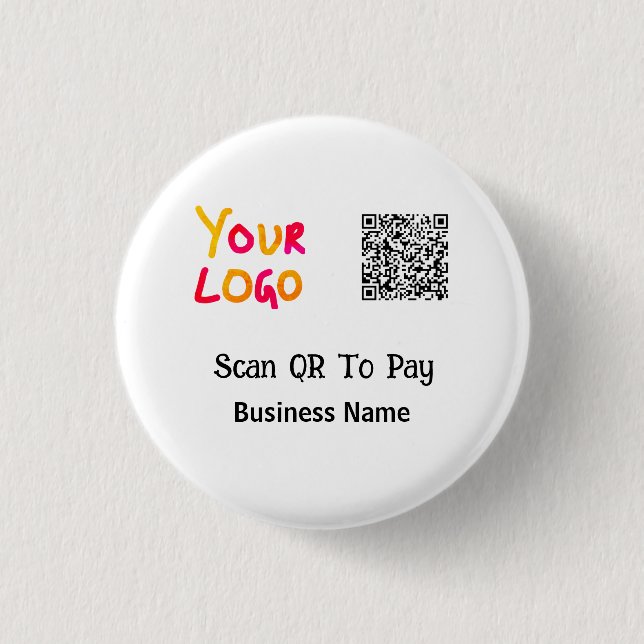 Einfacher minimaler QR-Code zum Bezahlen Logo Firm Button (Vorderseite)