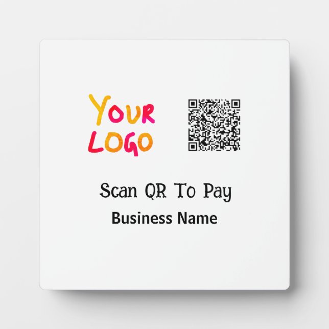 Einfacher minimaler QR-Code zum Bezahlen Logo Firm Fotoplatte (Vorderseite)