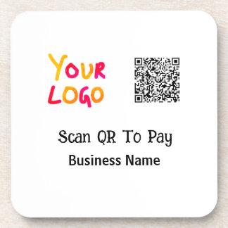 Einfacher minimaler QR-Code zum Bezahlen Logo Firm Getränkeuntersetzer