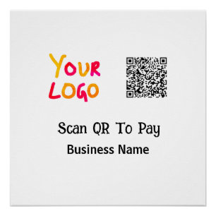 Einfacher minimaler QR-Code zum Bezahlen Logo Firm Poster