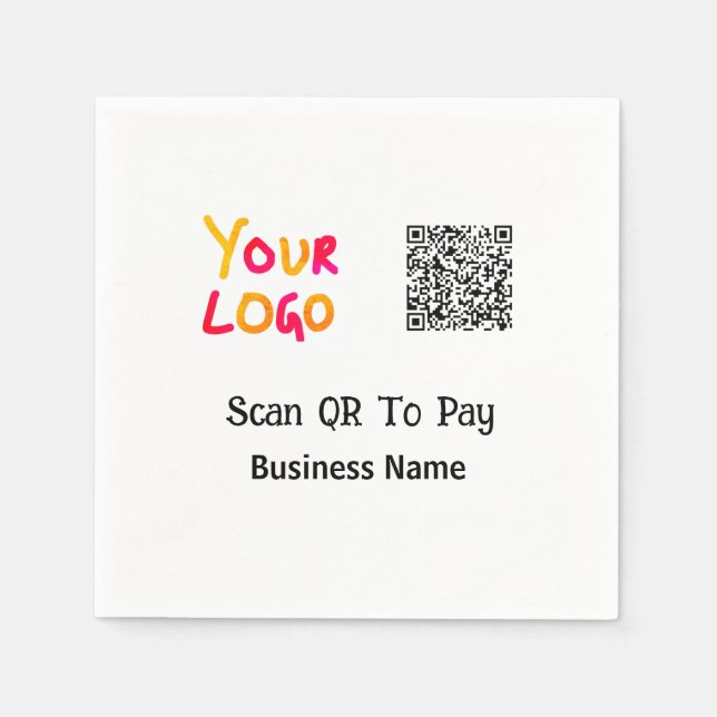 Einfacher minimaler QR-Code zum Bezahlen Logo Firm Serviette (Vorderseite)