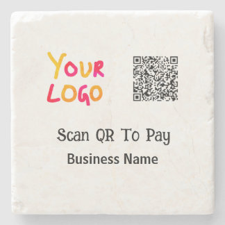 Einfacher minimaler QR-Code zum Bezahlen Logo Firm Steinuntersetzer