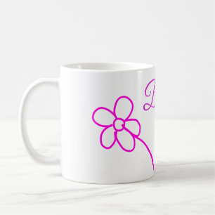 Einfacher minimaler rosa Brautjungfer-Name-Jahr-Te Kaffeetasse