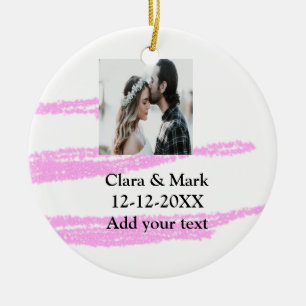 Einfacher minimaler rosa Glitter, füge deinen Text Keramik Ornament