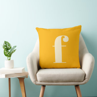 Einfacher Minimaler, sonnengelber Monogramm-Letter Kissen