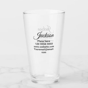 Einfacher minimaler Text für Namen, Ort, Stadt, Te Glas