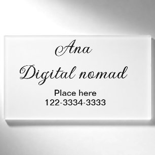 Einfacher minimaler Text für Namen, Ort, Stadt, Te Namenschild