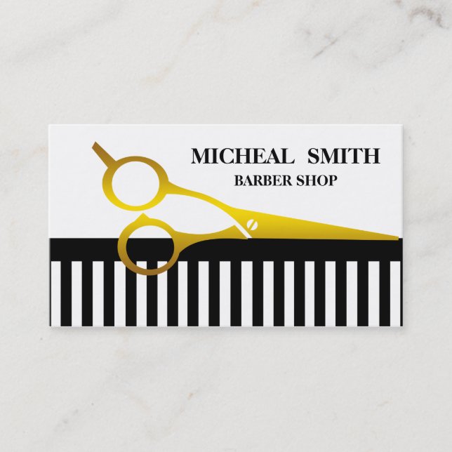 Einfacher Minimalistischer Barbershop Visitenkarte (Vorderseite)