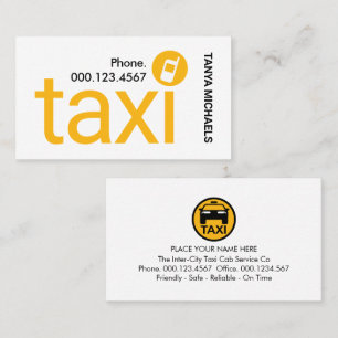 Einfacher minimalistischer gelber Taxi-Service Visitenkarte
