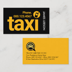 Einfacher minimalistischer gelber Taxi-Service Visitenkarte
