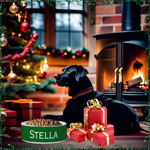 Einfacher minimalistischer Hundename Grün Napf