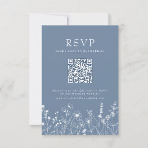Einfacher minimalistischer Immergrün-Wildblumen-QR RSVP Karte