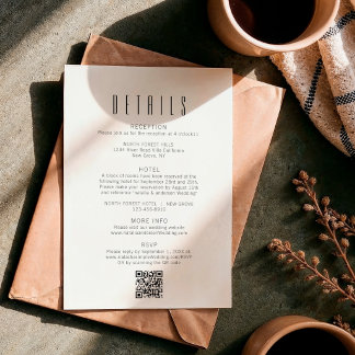 Einfacher minimalistischer QR-Code Hochzeitsdetail Begleitkarte