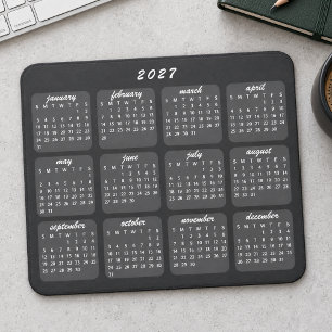 Einfacher minimalistischer schwarzer Kalender auf Mousepad