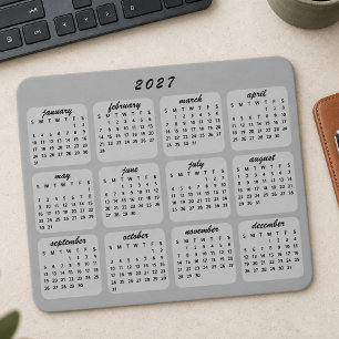Einfacher minimalistischer schwarzer Kalender auf Mousepad