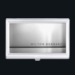 Einfacher Minimalistischer silberner metallischer Visitenkarten Etui<br><div class="desc">Einfacher Minimalistischer silberner metallischer Blick - personalisierter eleganter und einzigartiger Geschäfts-Kartenhalter. Alle Textart, Farben, Größen kann geändert werden, um Ihren Bedarf zu passen. Dieser Entwurf ist für den modernen Unternehmens-, Innenarchitekten, den ZuhauseStager, den Rechtsanwalt, den Berater, den Manager, den Fotografen, den Buchhalter, wirklichen den Anwesen-Agenten, den Computertechniker und mehr perfekt....</div>
