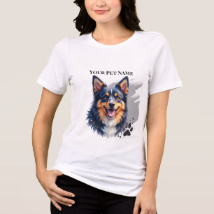 Einfacher moderner cooler Hundename und Foto Tri-Blend Shirt