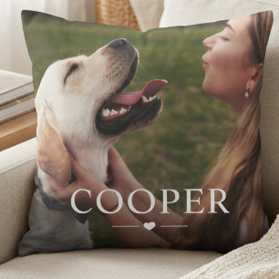 Einfacher moderner eleganter schicker Name und Fot Kissen