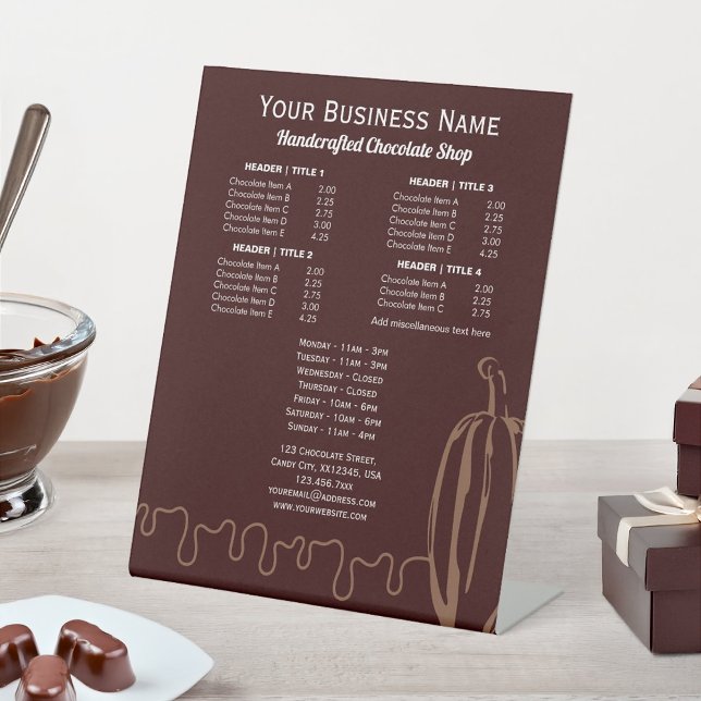 Einfacher, moderner Kakao-Pod-Schokolade-Shop Sockelschild (Von Creator hochgeladen)