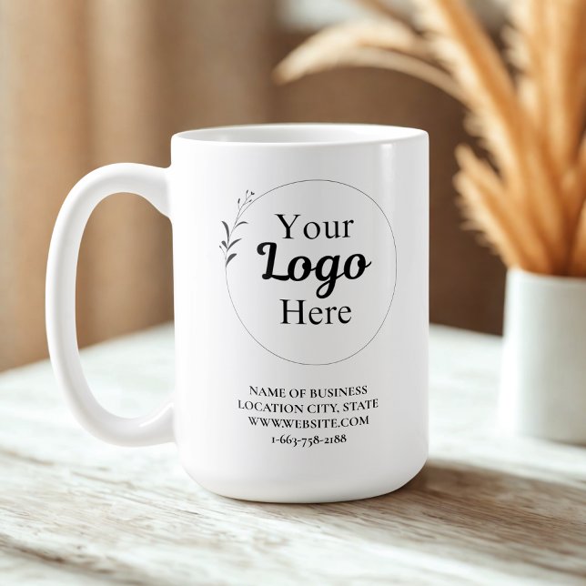 Einfacher, moderner Logo-QR-Code und Text-Business Kaffeetasse (Von Creator hochgeladen)