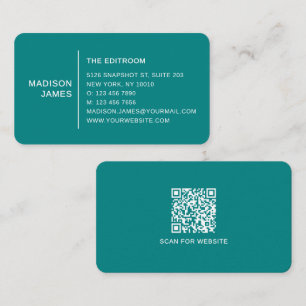 Einfacher moderner minimaler türkiser QR-Code Visitenkarte