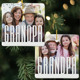 Einfacher moderner Opa-Foto Keramikornament