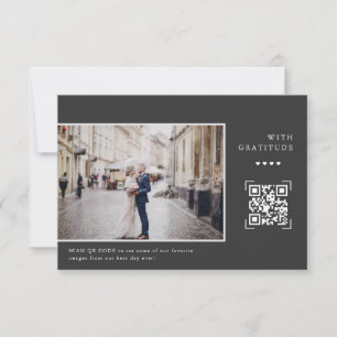 Einfacher moderner QR-Code Hochzeitsfoto Dankesc Dankeskarte