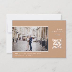 Einfacher moderner QR-Code Hochzeitsfoto Dankesc Dankeskarte