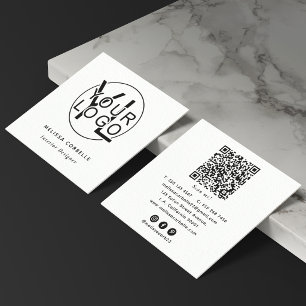 Einfacher Moderner QR-Code, Logo und Social Media Quadratische Visitenkarte