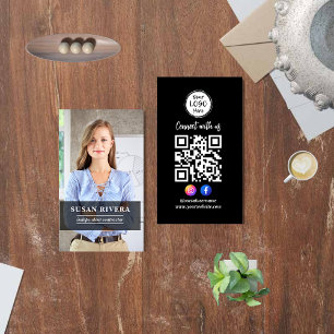 Einfacher Moderner QR-Code   Social Media & Foto Visitenkarte