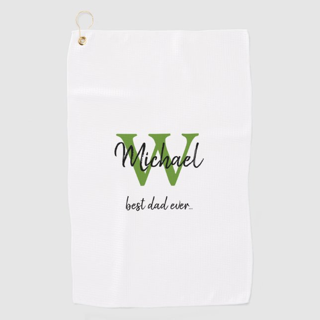 Einfacher Monogramm bester Vater je Vorname Golfhandtuch (Vorderseite)