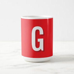 Einfacher Monogramm-Initialbuchstabe Rot Weiß Kaffeetasse