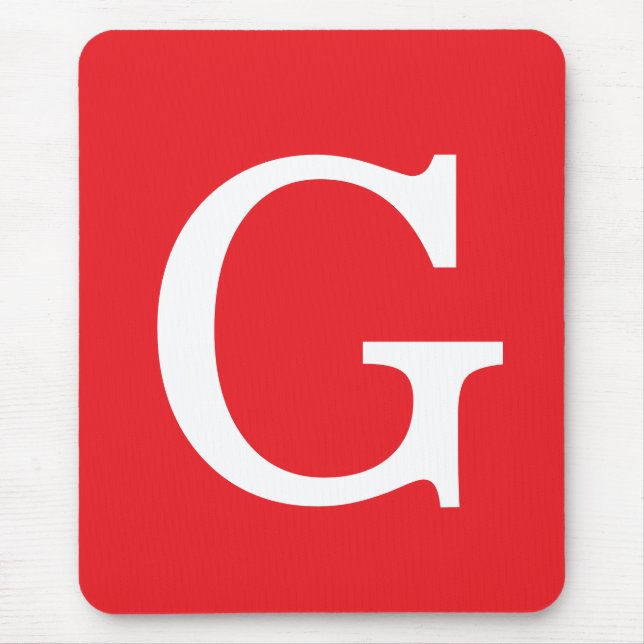 Einfacher Monogramm-Initialenbuchstabe Rot Weiß Mousepad (Vorne)