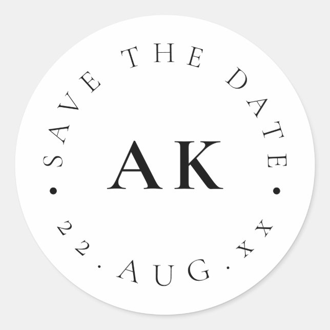 Einfacher Monogramm-Kreis Moderner Minimalistische Runder Aufkleber (Vorderseite)