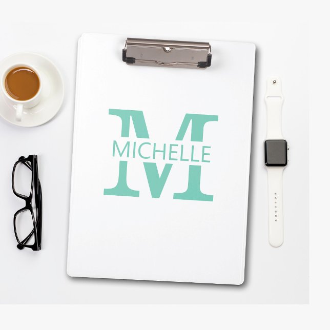 Einfacher Monogramm-Name mit Initiale Klemmbrett (Von Creator hochgeladen)