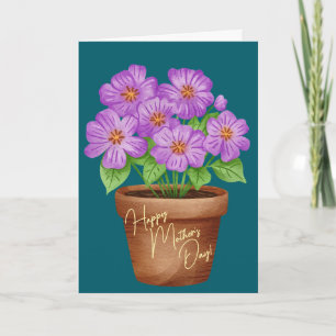 Einfacher Muttertags-Wasserfarben-Blumentopf-Gruß Karte
