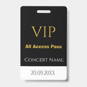 Einfacher Name Datum VIP All Access Pass Konzert Ausweis