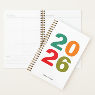 Einfacher Name farbenfrohe moderne Typografie 2026 Planer