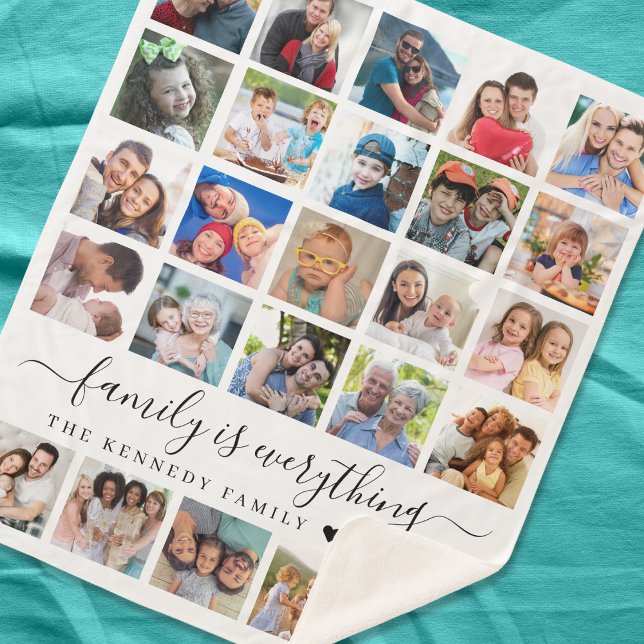 Einfacher Name für 25 Fotocollage Sherpadecke ("Display 25 Precious Memories on Our Custom Sherpa Blanket, Emblazoned with Your Family Name.")