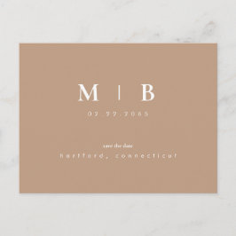 Einfacher neutraler Monogramm-Save the Date QR-Cod Postkarte