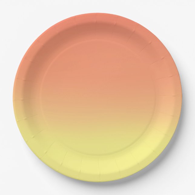 Einfacher, orangefarbener Ombre-Effekt Pappteller (Vorderseite)