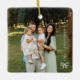 Einfacher personalisierter Familienfoto-Weihnachts Keramikornament