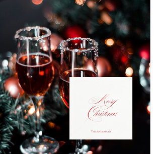 Einfacher personalisierter Frohe Weihnachten Cockt Serviette