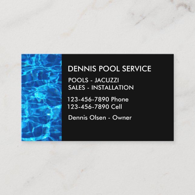 Einfacher Pool-Service Visitenkarte (Vorderseite)
