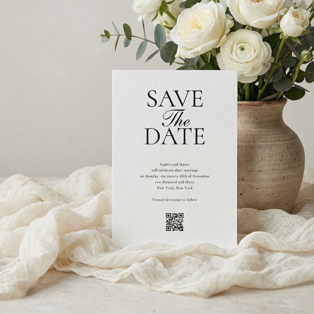 Einfacher QR-Code-Foto-Hochzeitstermin Save The Date (Von Creator hochgeladen)