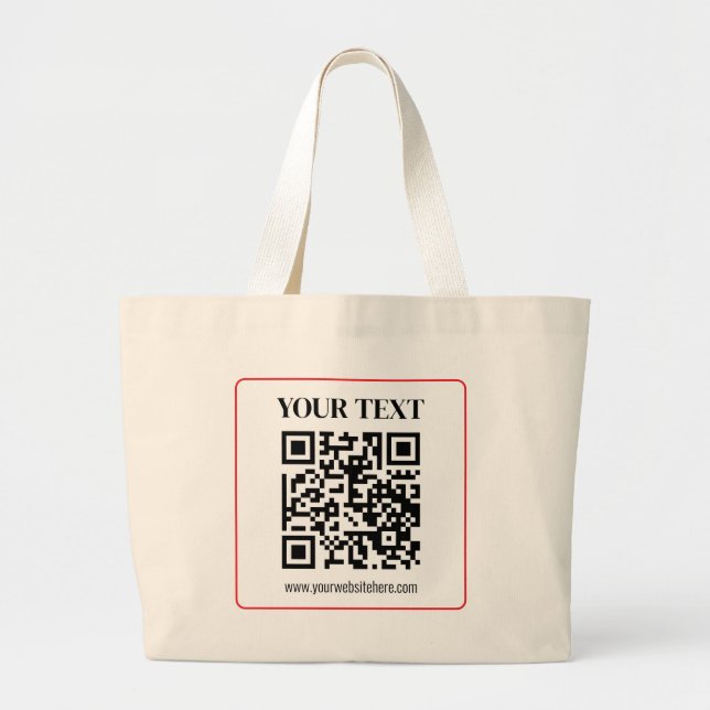 Einfacher QR-Code mit rotem Rand Jumbo Stoffbeutel (Vorne)