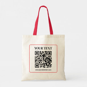 Einfacher QR-Code mit rotem Rand Tragetasche