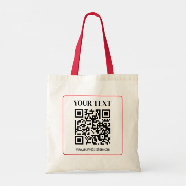 Einfacher QR-Code mit rotem Rand Tragetasche (Rückseite)
